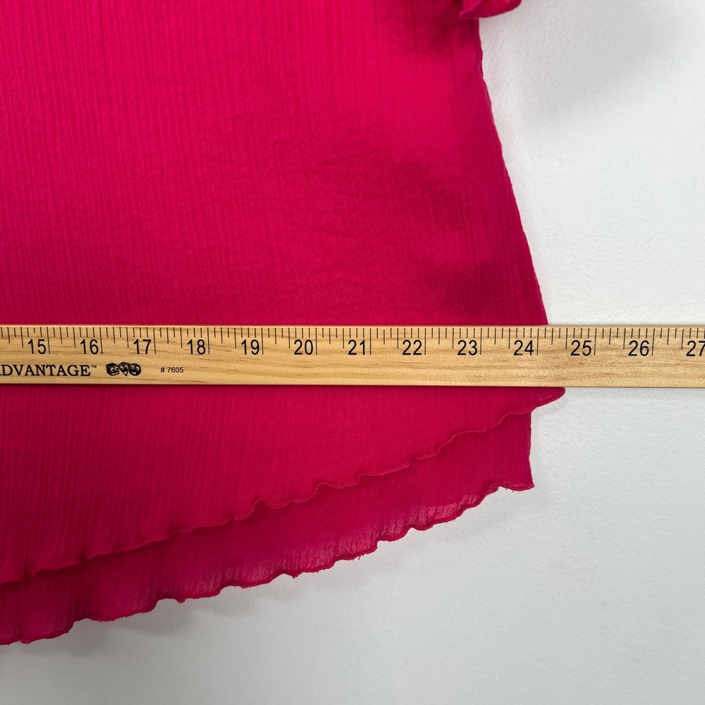 Soft Surroundings Magenta Pink Cotton Crinkle Tunic Ruffle Sleeve Top L 2FW37 - Picture 7 of 9